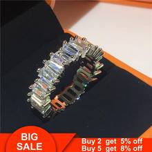 2020 Silver Color Ring Baguette cut AAAAA Cubic Zirconia Eternity Engagement Wedding Band Rings for women Party Jewelry 2024 - buy cheap