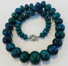 Charming!! 10-20mm Azurite Gemstone Roundel Beads Necklace 18" 2024 - buy cheap