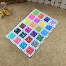 1 conjunto diy 24 cores kawaii almofada de tinta dos desenhos animados artesanato selos inkpad para scrapbooking decoração papelaria coreano 2024 - compre barato