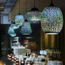 Оригинальность Современный 3D красочный скандинавский звездное небо подвесной стеклянный абажур подвесной светильник E27 LED для кухни ресторанной комнаты 2024 - купить недорого