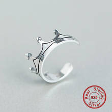 Ретро кольцо из стерлингового серебра 925 пробы с маленькой короной, открытое кольцо для женщин, очаровательное, индивидуальное, открытое регулируемое кольцо, изысканное ювелирное изделие 2024 - купить недорого