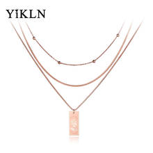 YiKLN Trendy Titanium Steel Three-layer Queen Portrait Charm Necklaces Jewelry Pendant Chain Necklace For Women Collier YN19078 2024 - buy cheap