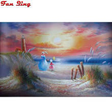 5D DIY Diamond Painting Landscape Full Square Drill Diamond Embroidery Seaside Cross Stitch Sunset Home Decoration 2024 - buy cheap