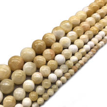 Natural Stone  Yellow Cloud Jades  Beads Round Loose Beads Strand For Jewelry Making DIY Bracelet Necklace 15" 4/6/8/10/12mm 2024 - buy cheap