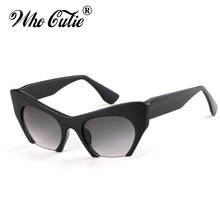 WHO CUTIE Women Cat Eye Sunglasses Brand Designer Female Oversized Half Frame Pink Leopard Sun Glasses CE Lens Shades OM703 2024 - buy cheap