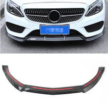 Abs amortecedor dianteiro do carro lábio splitter capa guarnição para mercedes benz c-class w205 c180 c250 c300 c400 2015 2016 2017 2018 fibra de carbono 2024 - compre barato