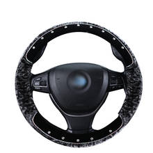 Capa de volante de carro para inverno, capa curta de volante com estampa de leopardo, confortável para dirigir, diâmetro 38 cm 2024 - compre barato