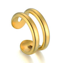 Moda feminina bonito meninas cor de ouro dedo anel simples aberto ajustável anel de casamento jóias promessa noivado anéis para mulher 2024 - compre barato