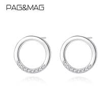 PAG & MAG-pendientes geométricos redondos para mujer, aretes de Plata de Ley 925 con Micro pavé de CZ, joyería de moda, regalo SE0139 2024 - compra barato