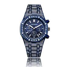 Fashipon-Reloj de acero inoxidable para hombre, cronógrafo de cuarzo, de lujo, con cristal AAA, estilo Hip Hop, color azul 2024 - compra barato