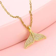 Trendy Fish Tail Zircon Pendants For Women Micro-pave AAA Gold Color Choker Necklace & Pendant Jewelry Stainless Steel Chain 2024 - buy cheap