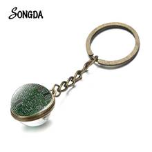 Computer Circuit Board Key Chain Handmade Geometry Pendant Double Side Glass Ball Keychains Key Ring Gifts Men Wholesale 2024 - buy cheap