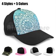 Ballpoint Pen Doodle Poem Baseball Cap Diy Mesh Hip Hop Adjustable Micklyn Blue Green Mint Aqua Cream Turquoise Navy Pattern 2024 - buy cheap