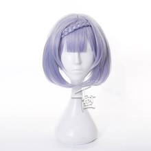 Genshin-Peluca de cabello sintético para mujer, cabellera corta con trenza, resistente al calor, para disfraz de Cosplay 2024 - compra barato