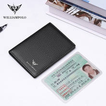 2021 new high-end leather mini wallet men's slim fashion simple light and thin small card holder portable driver's license cover 2024 - buy cheap