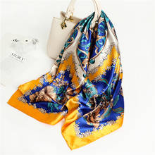 Bufanda de seda cuadrada de lujo con estampado Floral, chal de 90cm x 90cm, Hijab musulmán, pañuelo para la cabeza, traje de primavera y verano 2024 - compra barato