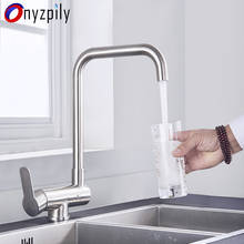 Onyzpily-grifos para fregadero de cocina, mezcladores de níquel cepillado para lavabo de baño, rotación de 360 °, grifo de agua caliente y fría montado en cubierta 2024 - compra barato