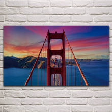 Golden gate bridge colorful sky san francisco sunset landscape posters on the wall picture home living room decoration KP158 2024 - buy cheap