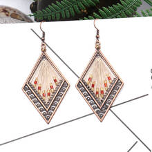 Ethnic Geometric Big red bead Earrings For Women Vintage Earrings Gold Dangle Drop Earring 2019 Female Fashion Boho Jewelry 2024 - buy cheap