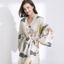 JULY'S  SONG New Sleepwear Robe Spring Viscose Women Nightgown Flower Printed Long-Sleeve Pajamas Bathrobe for Female 2024 - buy cheap