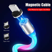 1M LED Magnetic USB Cable for iPhone 11 7 8 Max XR 6 Micro USB Cable for Samsung A50 A70 Xiaomi Redmi note 8 7 k20Pro USB Type C 2024 - buy cheap