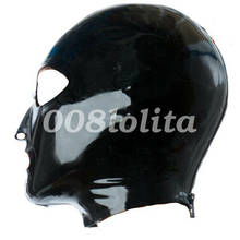 100% Latex Maske Rubber Fancy Mysterious Pure Black Mask 0.4mm Size XXS-XXL 2024 - buy cheap