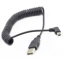 Cable de carga de datos de resorte macho para navegación de vehículo, mini B A USB 2,0 A, ángulo recto de 90 grados, cámara grabadora de conducción de coche HD 2024 - compra barato