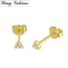 ying Vahine 100% 925 Sterling Silver Three Small Zircons Stud Earrings for Women 2024 - buy cheap