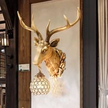 RETRO RETRO WALL LAMP ANTLERS WALL ROOM LIVING BED BEDSIDE DEER HEAD LAMPGARDEN DECORATION HOME DECORATION ACCESSORIES STATUE 2024 - buy cheap