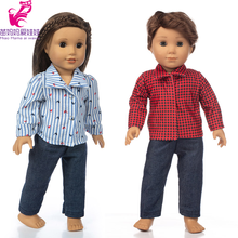 18 дюймов девочка кукла одежда Блуза в клетку брюки и 43 см детская кукла одежда брюки подарок для детей 2024 - купить недорого