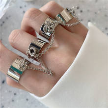 Silver Plated Cool Cross Combination Chain Tassel Ring Set Punk Hip Pop for Women INS Round Knuckle Finger Boho Ring Jewelry 2024 - buy cheap