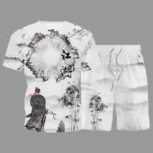 Conjunto de camiseta y pantalones cortos para hombre, ropa Retro de estilo chino, chándal informal de manga corta, moda urbana, 5XL, verano, 2021 2024 - compra barato