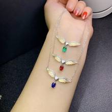 natural red ruby angel wing natural gem necklace for women silver jewelry genuine natural gem fine jewelry birthday party gift 2024 - buy cheap