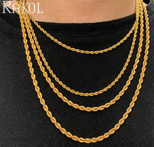 Ожерелье-цепочка RAKOL в стиле хип-хоп шириной 3 мм, витое ожерелье золотого и серебряного цвета для женщин и мужчин, Модная бижутерия PP058 2024 - купить недорого