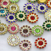 Diamantes de imitación para coser, cristales dorados en forma de flor, 14mm, para decoración de vestidos de fiesta de boda, 50 Uds. 2024 - compra barato