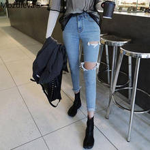 Mozuleva 2022 Skinny Denim Jeans for Women High Waist Ripped Hole Female Pencil Jeans Streetwear Stretch Women Denim Jeans Pants 2024 - buy cheap