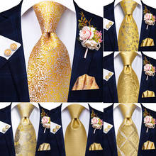 Hi-tie-Corbata de moda para hombre, corbata de boda de seda Floral amarilla de lujo para hombre, conjunto de corbata de regalo, conjunto de corbata de fiesta de negocios, envío directo 2024 - compra barato