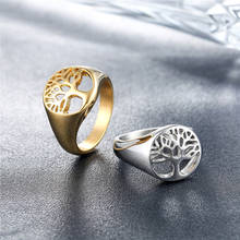 Classic Gold/Silver Color 316L Stainless Steel Tree of Life Ring Punk Hollow Design Men's Viking Amulet Ring Jewelry 2024 - buy cheap