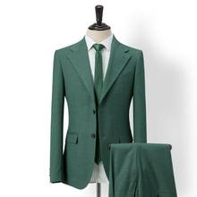 Traje verde de último diseño para hombre, esmoquin a la moda para boda, traje de negocios para novio, traje ajustado a medida, 2 piezas (chaqueta + pantalón) 2024 - compra barato