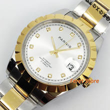 Parnis 39mm 2020 New Top gold Case Sapphire Crystal white Dial Date Window 21 Jewelry Miyota Movement Automatic Men's Watch 2024 - buy cheap