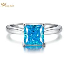 Wong chuva 100% anel de prata esterlina 925, criado moissanite aquamarine, pedra preciosa para festa, luxo, anel ajustável para mulheres, joias finas 2024 - compre barato