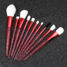 New 10pcs Red Crystal Unicorn Brush Foundation Blending Power Eyeshadow Contour Face Cosmetic Beauty Make Up Brush 2024 - buy cheap