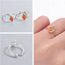 Kinitial, новое кольцо с морковкой, открытый дизайн, милые модные ювелирные изделия на палец, Эмалированные кольца для женщин, молодых девушек, детей, подарки, регулируемое кольцо 2024 - купить недорого