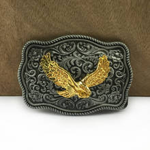 Buckleclub wholesale retro western flower eagle cowboy jeans gift  belt buckle FP-03704 PEWTER FINISH for men 4cm width loop 2024 - buy cheap