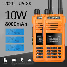2 шт Baofeng UV-88 10 Вт Мощный VHF/UHF Tri-Power10/5/1 Вт дальность 30 км двухстороннее радио иди и болтай Walkie Talkie “иди и UV88 для охоты UV-9R 2024 - купить недорого