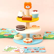 Children Cartoon House Kitchen Toy 3 Layer Cake Tower Simulation Dessert Rack Wooden Play House Toys Birthday Gift 2024 - buy cheap