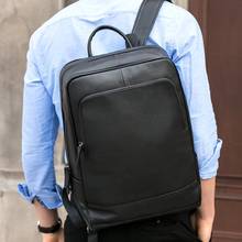 Luufan men preto mochila de couro genuíno macio 15 "portátil multifuncional vaca leathe mochila viagem escola mochila masculino 2024 - compre barato