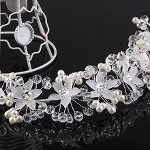 2021 Women Crystal Headband Wedding Tiara Bride Hair Accessories Girls Wedding Flower Rhinestone Female Jewelry Headpiece 2024 - buy cheap