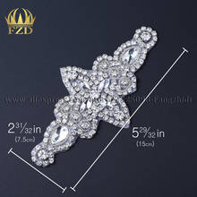 FZD 1 Piece Rhinestone Appliques With Crystal Sew On Iron On Pompon Bridal Crystal Decoration Iron Sash Belts Glass Beaded 2024 - buy cheap