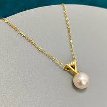 MADALENA SARARA Genuine 18K Gold Women Pendant Necklace 7-8mm AAA Freshwater Pearl Inlay Natural White Perfectly Round 2024 - buy cheap